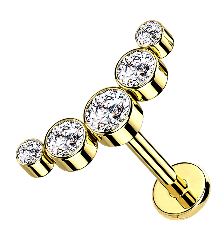 Gold PVD Arch CZ Labret Post - Mrs Treak