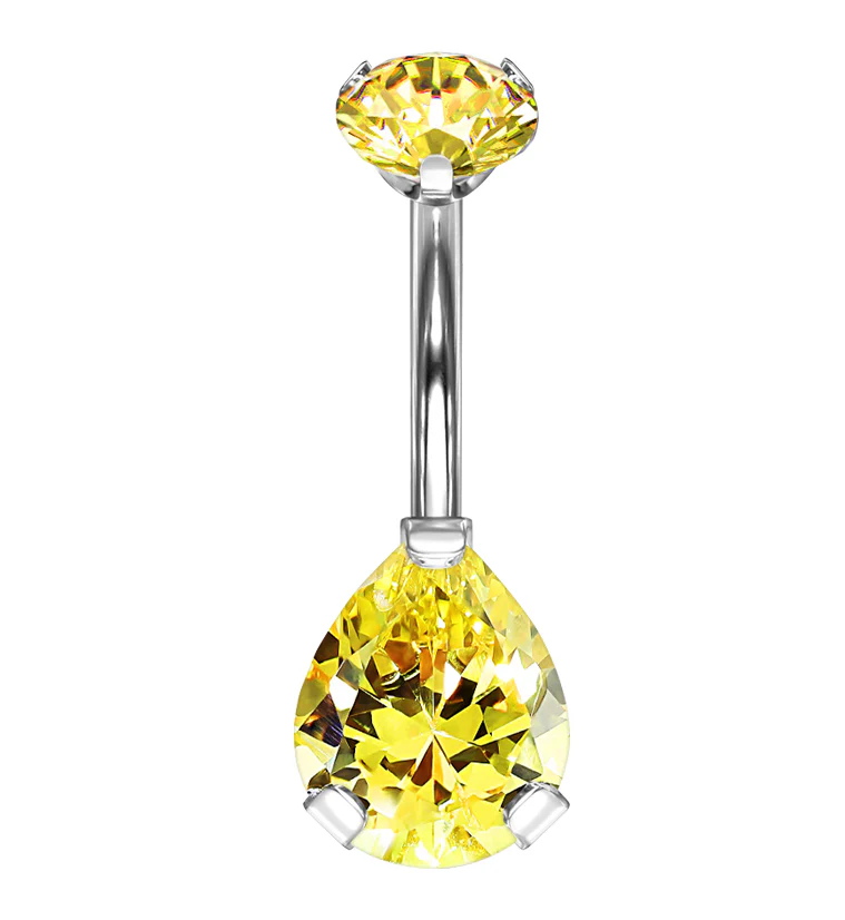 Topaz Teardrop CZ Titanium Belly Button Ring - Mrs Treak