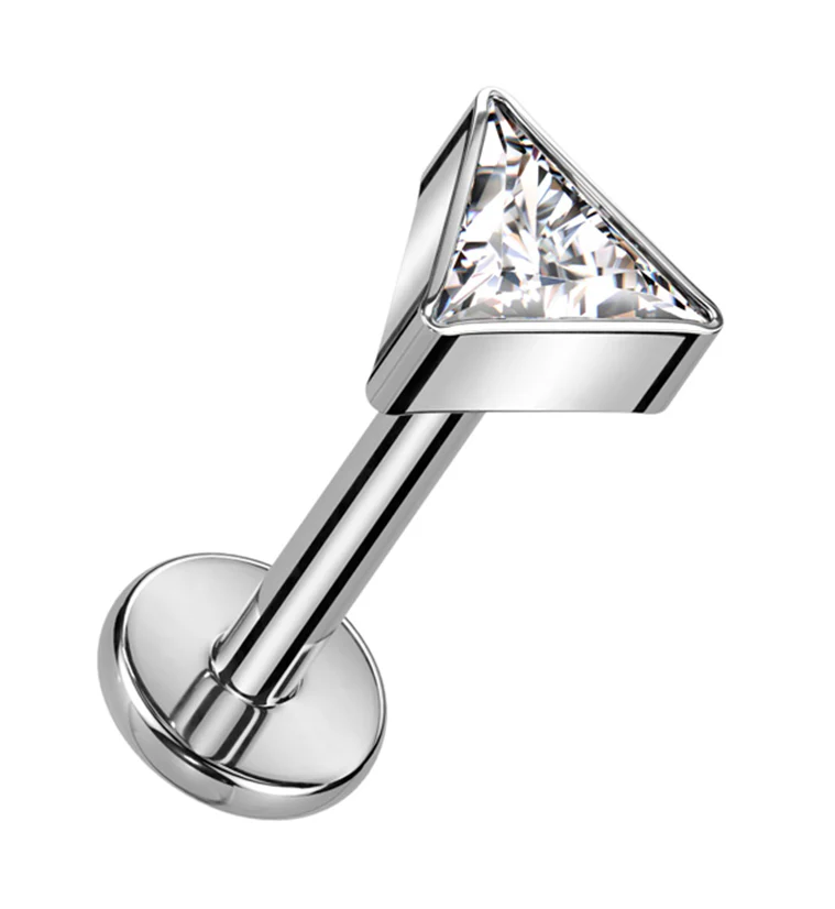 Triangle Clear CZ Titanium Internally Threaded Labret - Mrs Treak