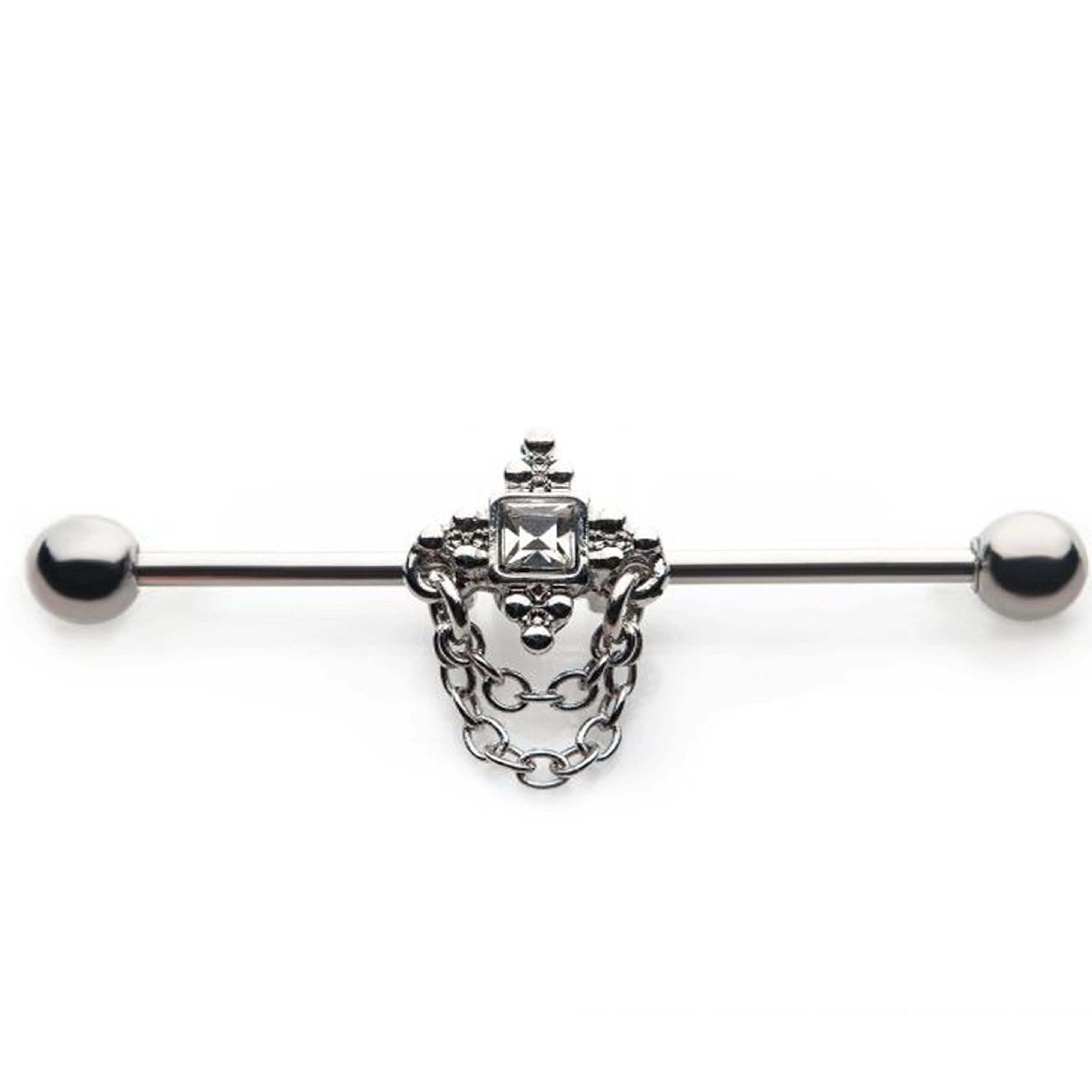 Square Gem Chained Industrial Barbell - Mrs Treak