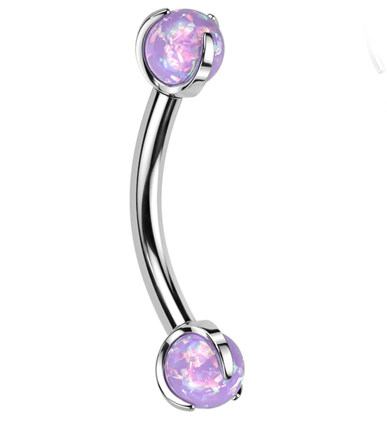 Claw Purple Opalite Titanium Internally Threaded Curved Barbell - Mrs Treak