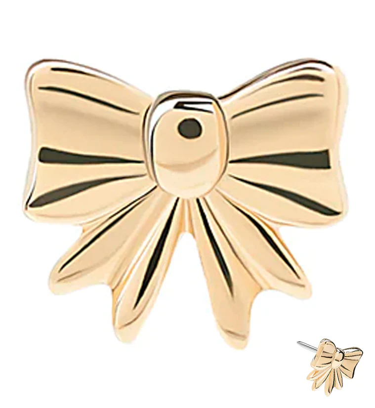 14kt Gold Bow Threadless Top - Mrs Treak