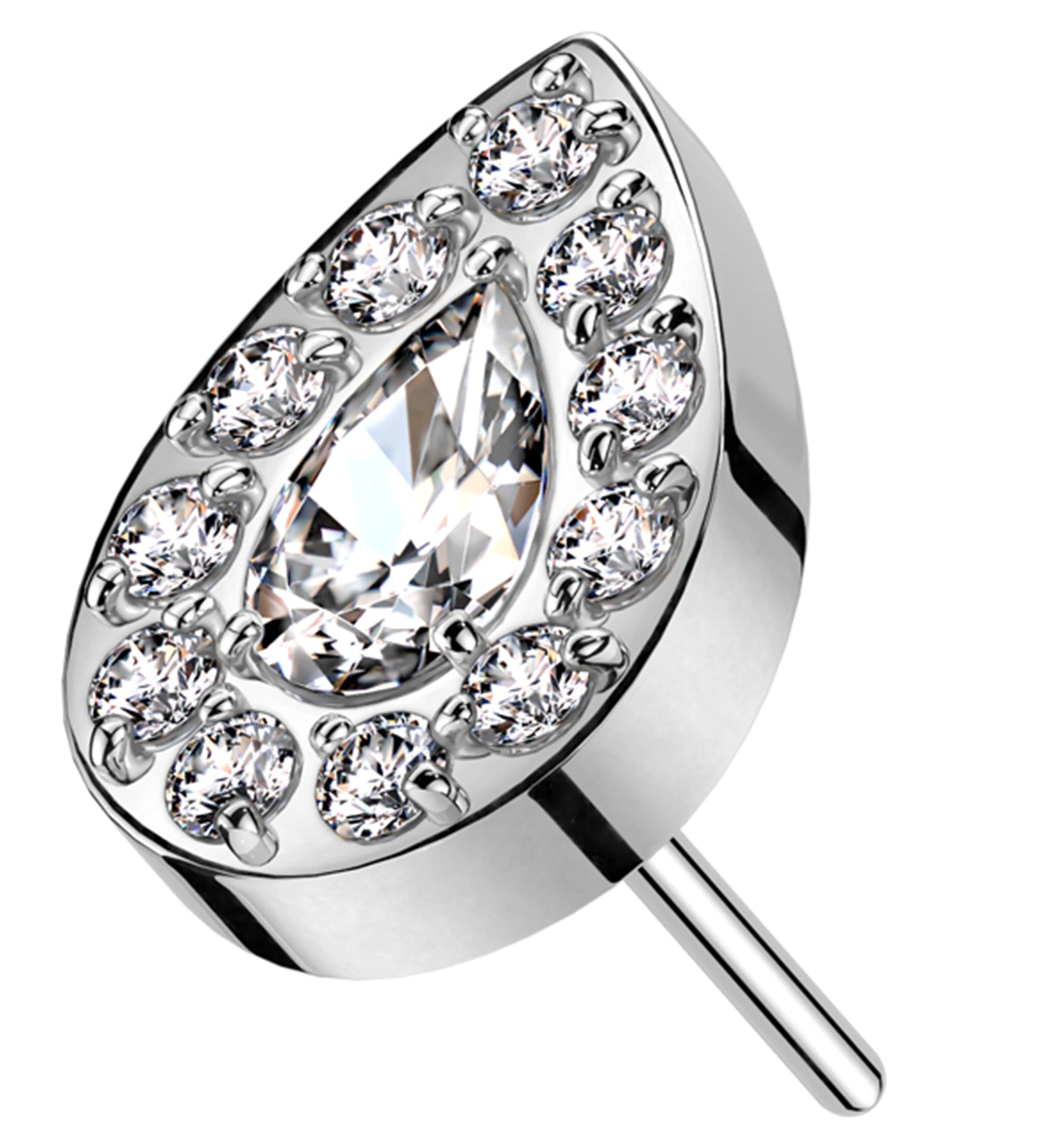 Teardrop Glitz CZ Titanium Threadless Top - Mrs Treak