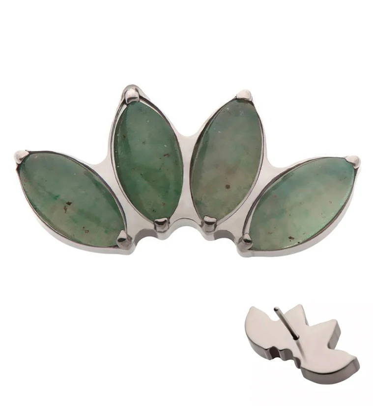 Quartet Aquamarine Stone Threadless Titanium Top - Mrs Treak