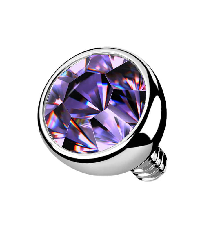 Bezel Purple CZ Titanium Internally Threaded Top - Mrs Treak