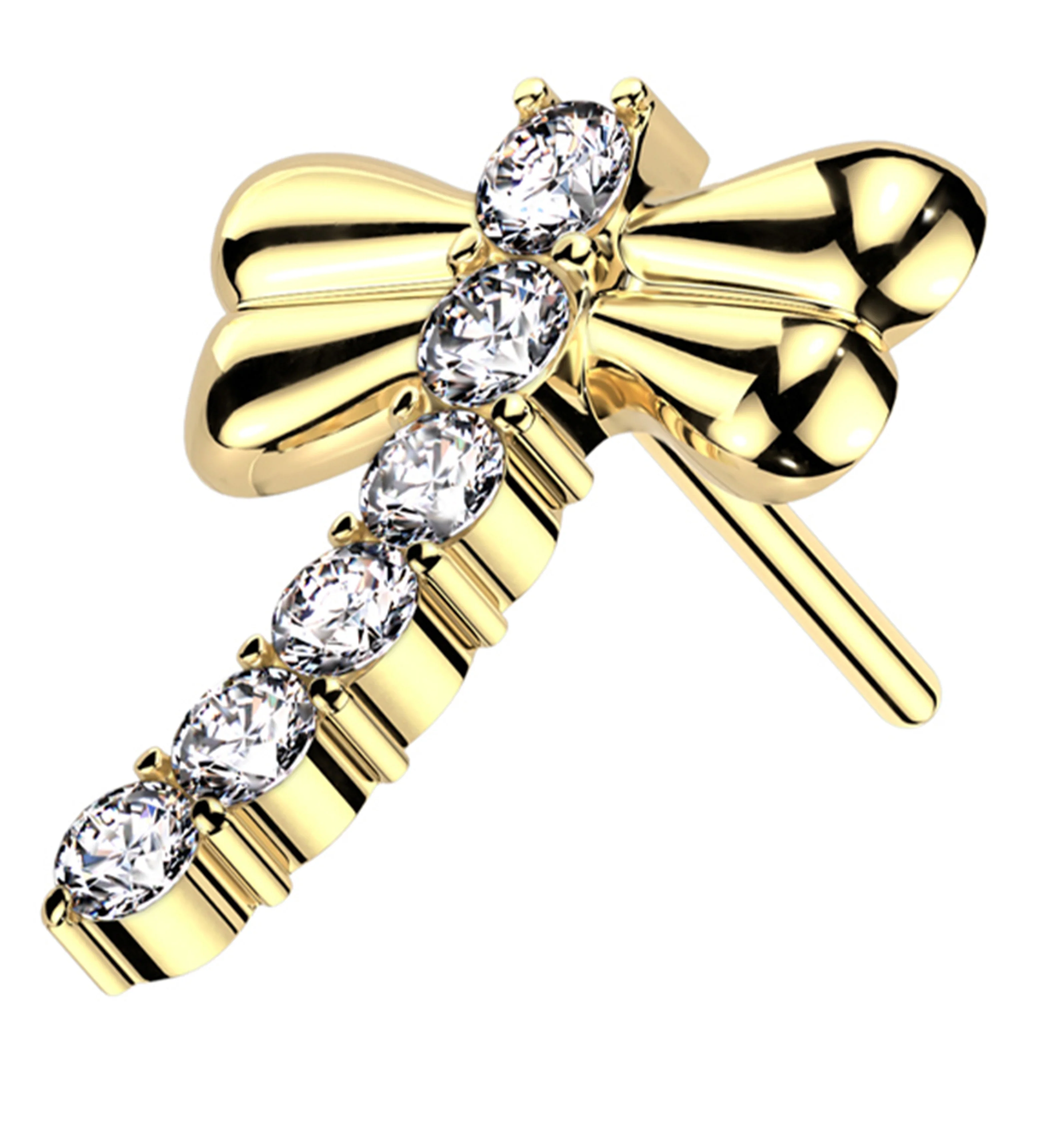 14kt Gold Firefly Clear CZ Threadless Top - Mrs Treak