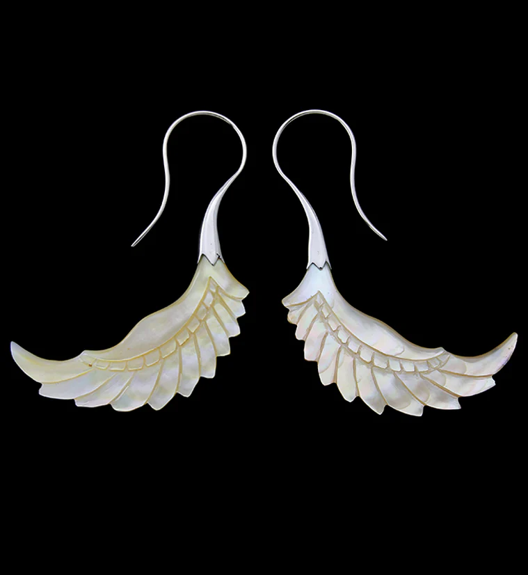 18G Pinion White Brass MOP Hangers / Earrings - Mrs Treak