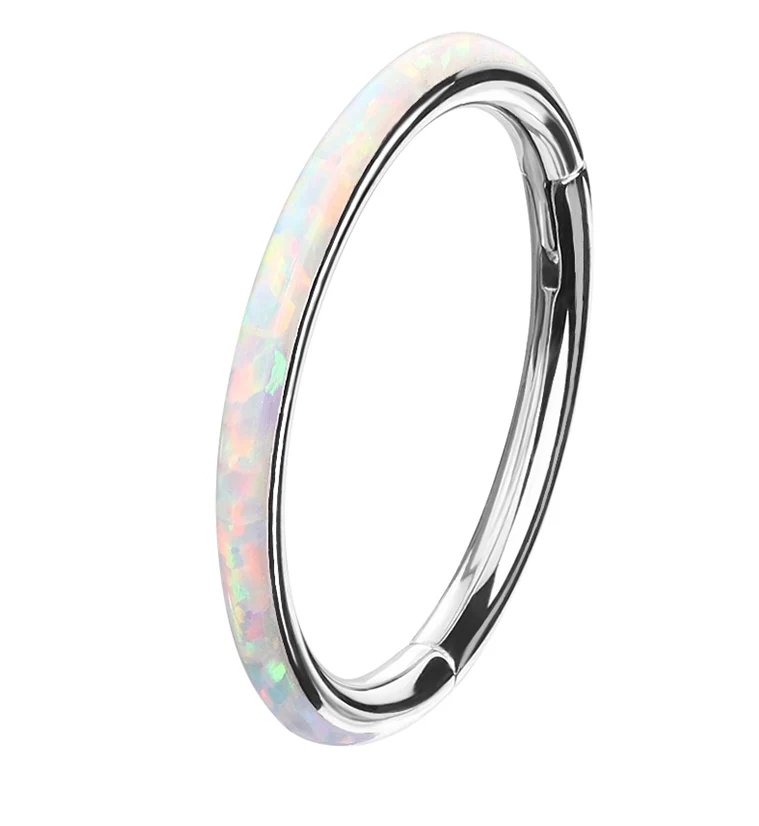 Opalite Orbed Titanium Hinged Segment Ring - Mrs Treak