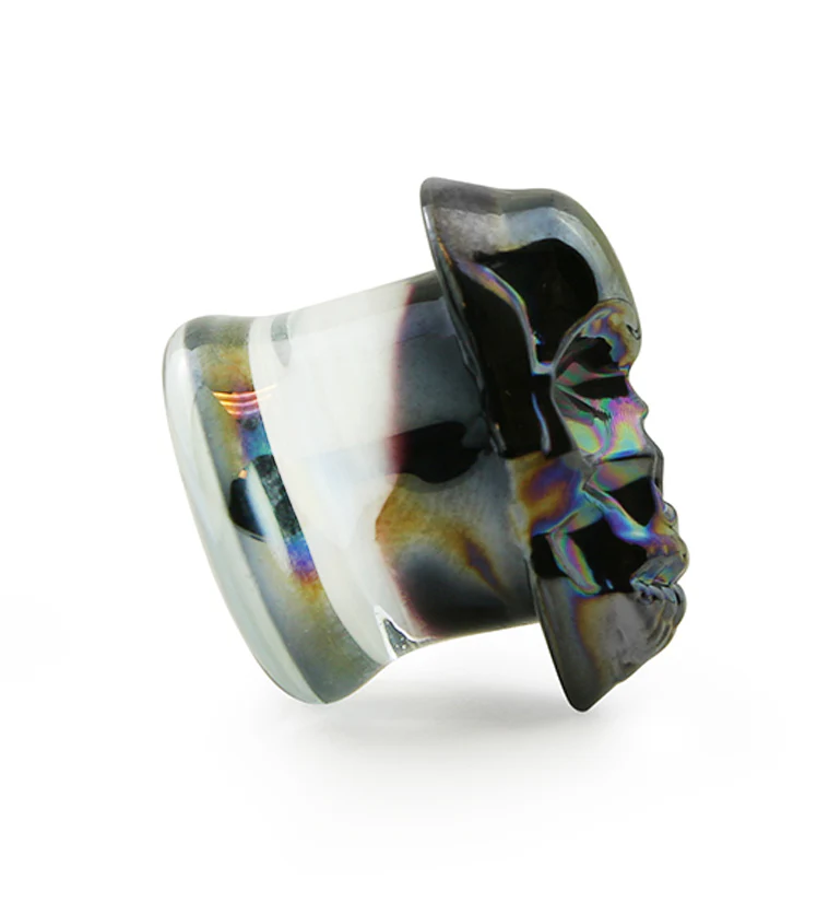 Rainbow Skull Double Flare Glass Plugs - Mrs Treak