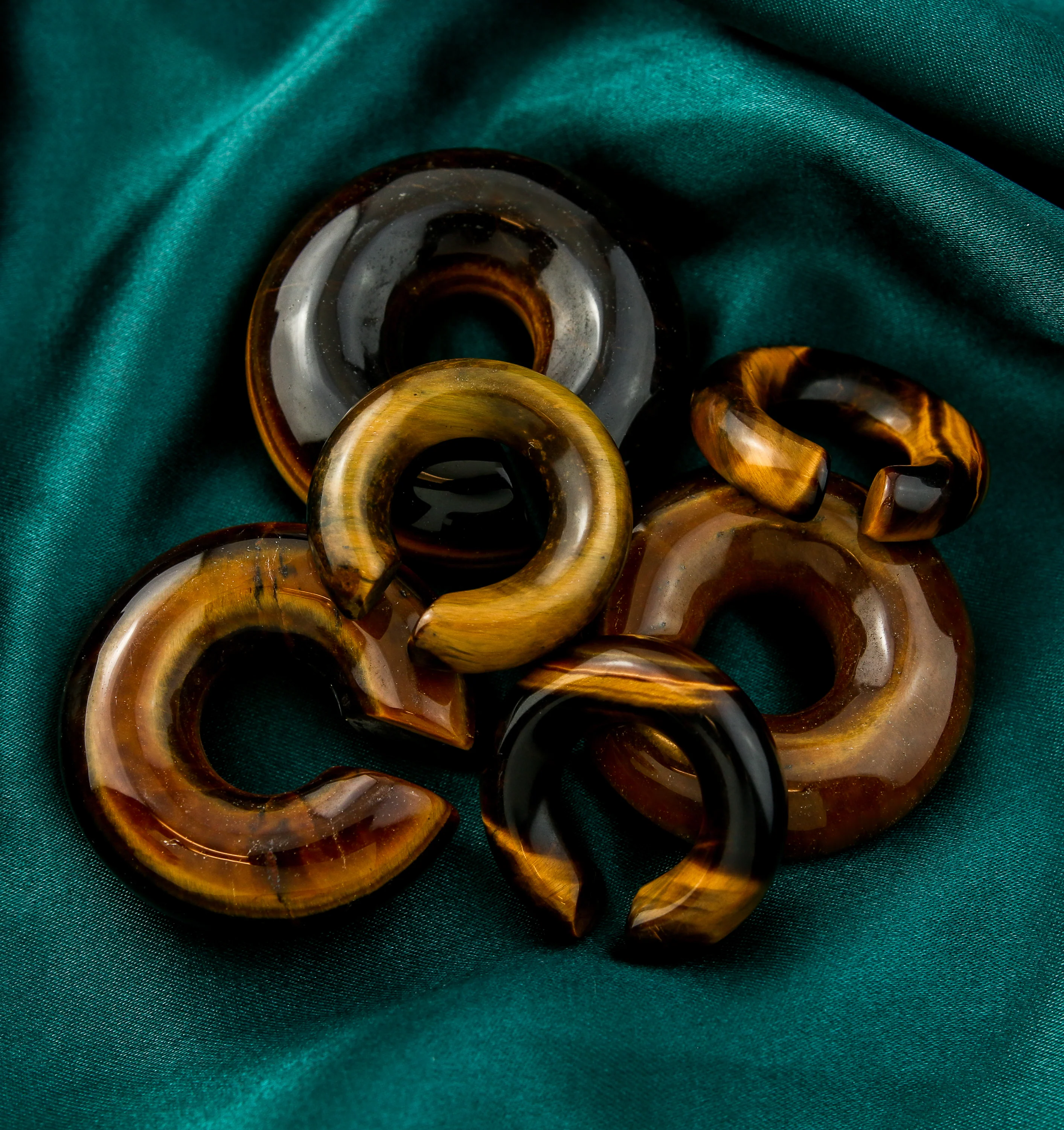 Tiger's Eye Stone Hoop Plugs - Mrs Treak