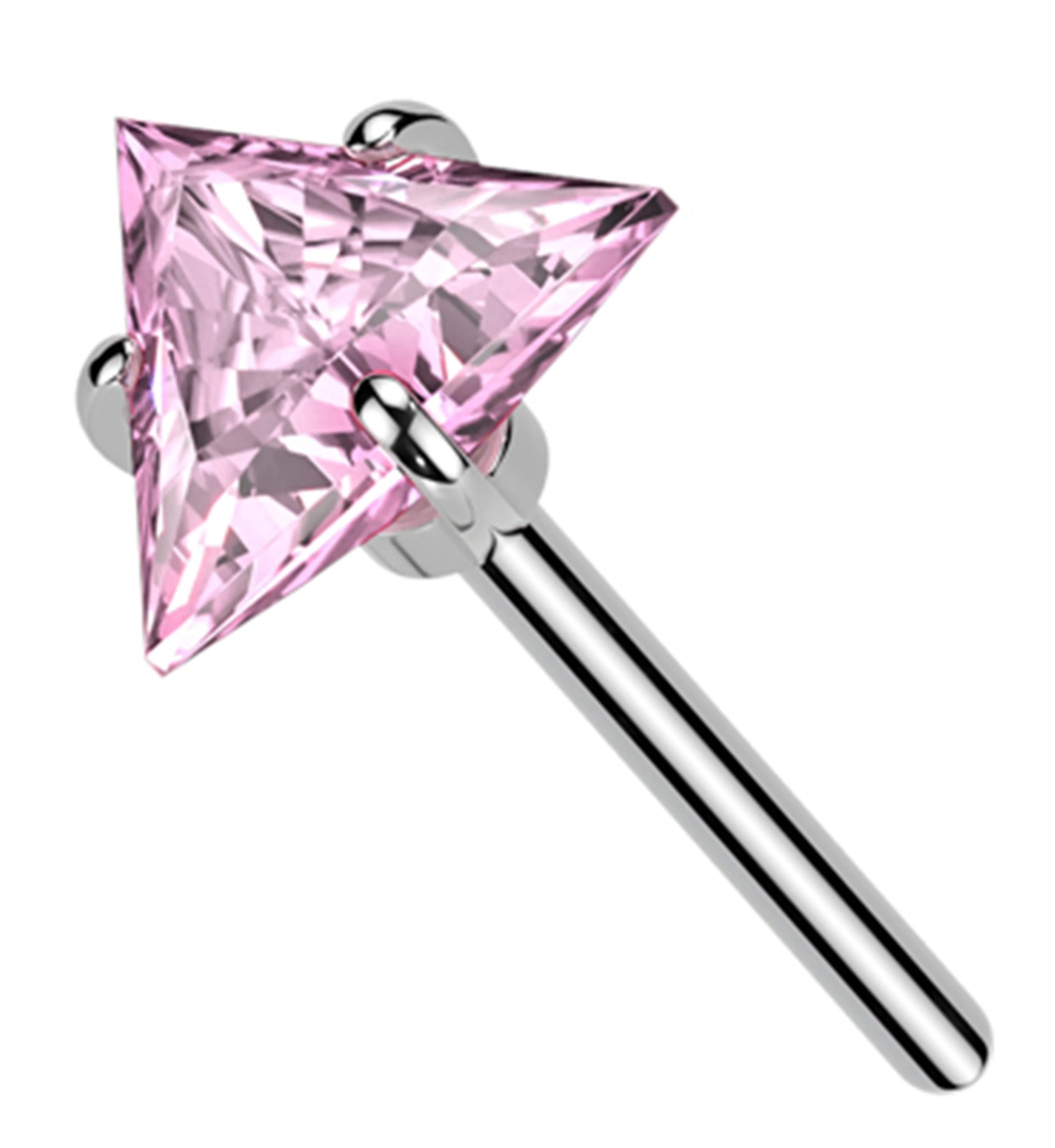 Triangle Pink CZ Titanium Threadless Top - Mrs Treak
