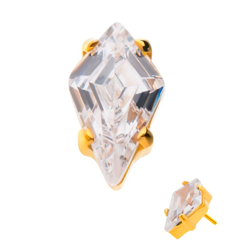 24kt Gold PVD Kite CZ Threadless Titanium Top - Mrs Treak