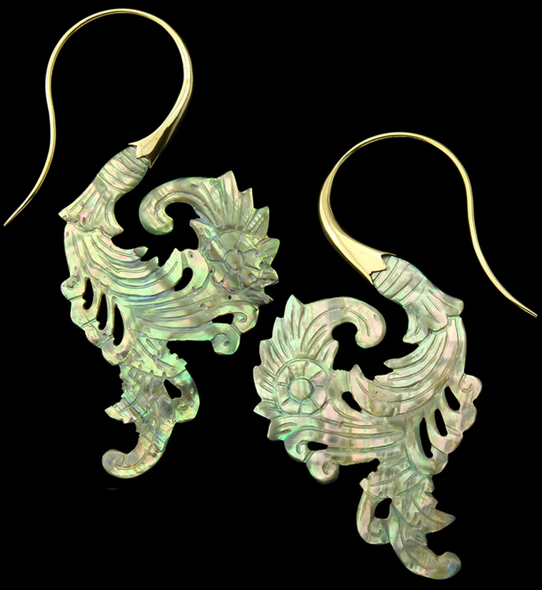 18G Sprig Brass Abalone Hangers / Earrings - Mrs Treak