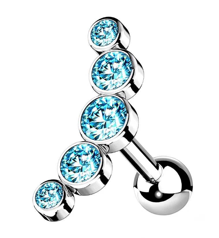 16G Aqua Arc Gem Cartilage Barbell - Mrs Treak