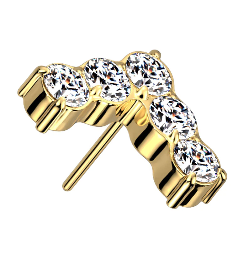 Gold PVD Point CZ Threadless Titanium Top - Mrs Treak