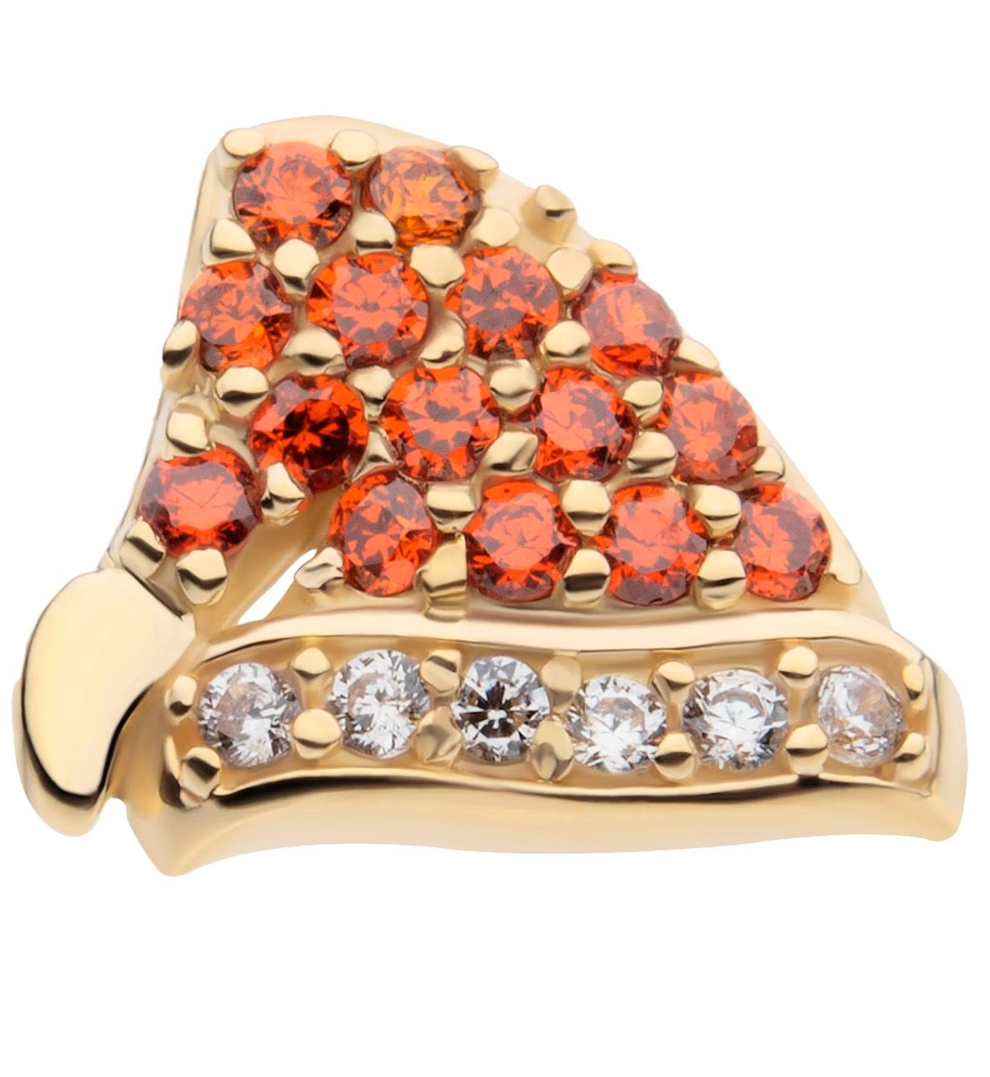 14kt Gold Santa Hat Red CZ Threadless Top - Mrs Treak