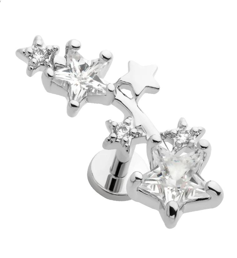 Star Arch CZ Stainless Steel Threadless Labret - Mrs Treak