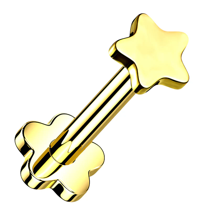 Gold PVD Star Titanium Threadless Labret - Mrs Treak