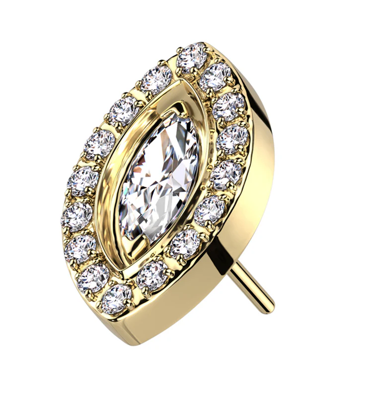 Gold PVD Oculus Clear CZ Titanium Threadless Top - Mrs Treak