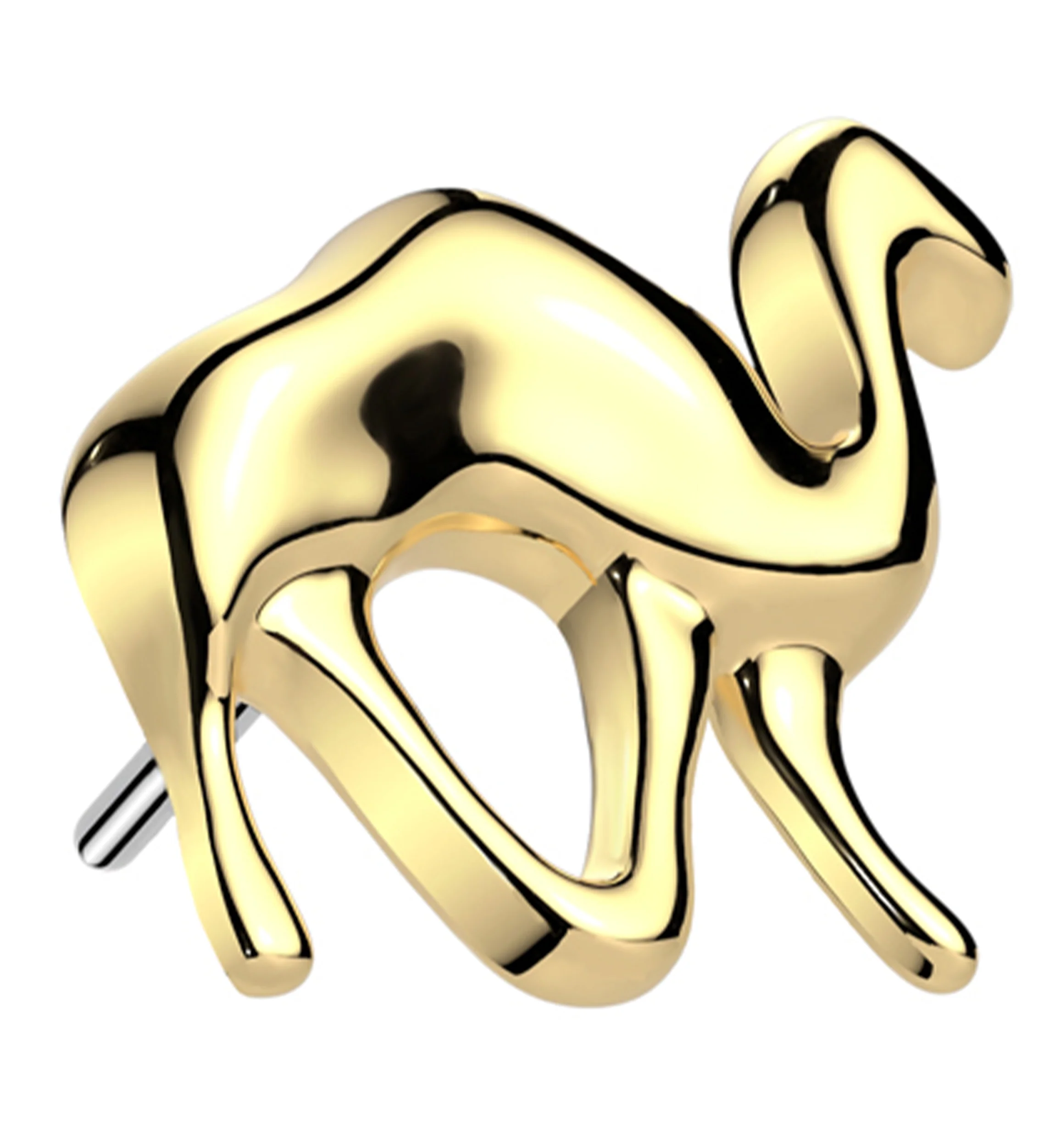 Gold PVD Camel Titanium Threadless Top - Mrs Treak