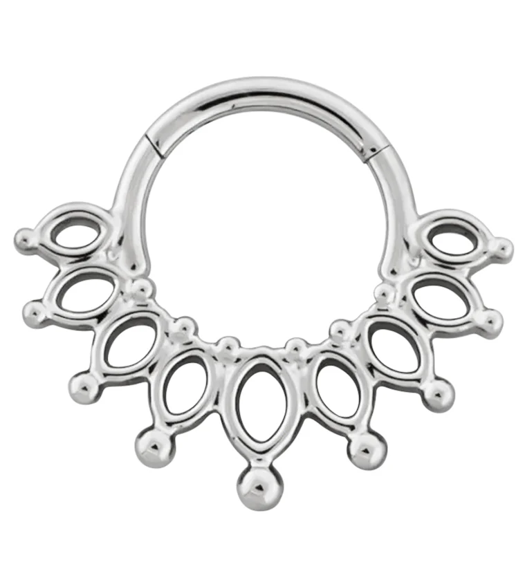 Beaded Lattice Titanium Hinged Segment Ring - Mrs Treak