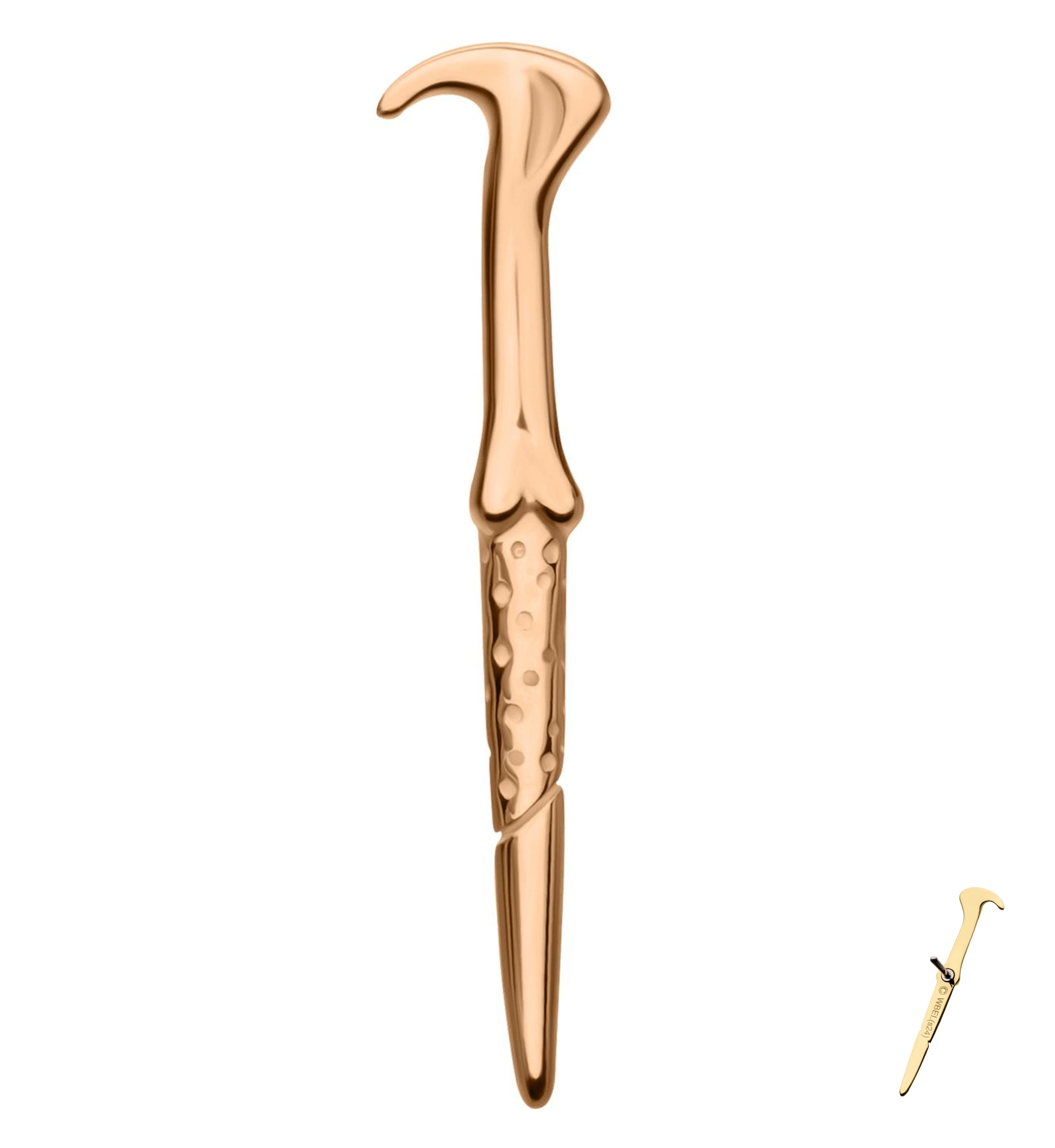 14kt Rose Gold Voldemort's Wand Threadless Top - Mrs Treak