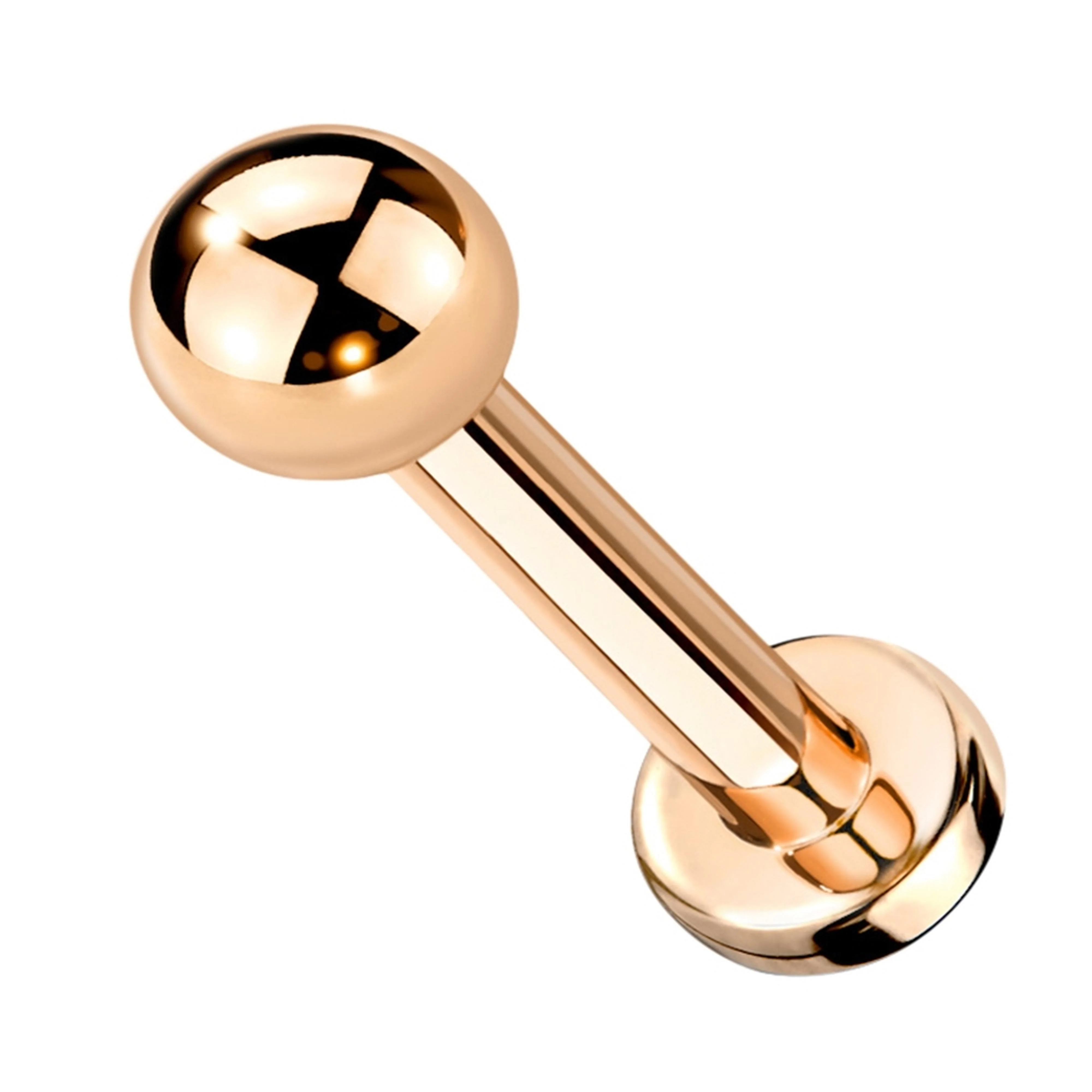 16G Rose Gold PVD Titanium Labret - External Threading - Mrs Treak