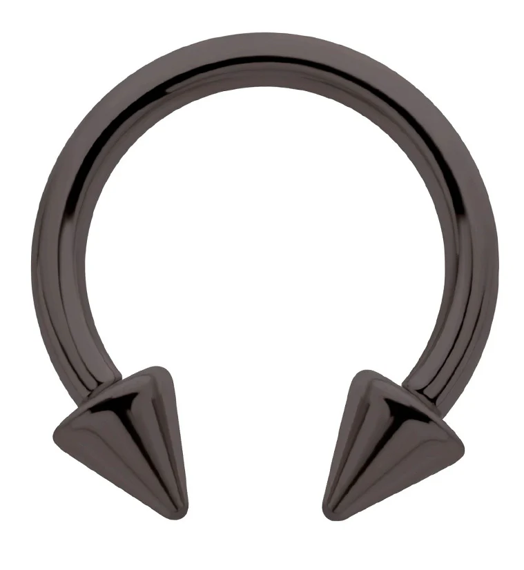 Black PVD Spike Internally Threaded Titanium Circular Barbell - Mrs Treak