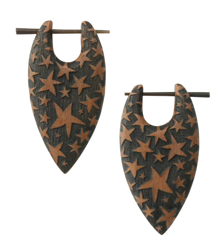 Starry Saba Wood Point Earrings - Mrs Treak