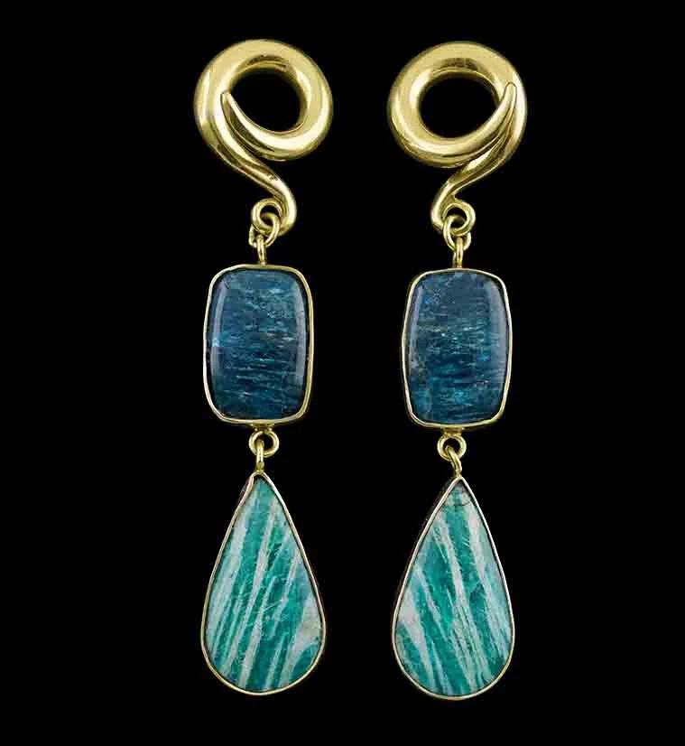 Teardrop Amazonite X Apatite Stone Ear Weights - Mrs Treak