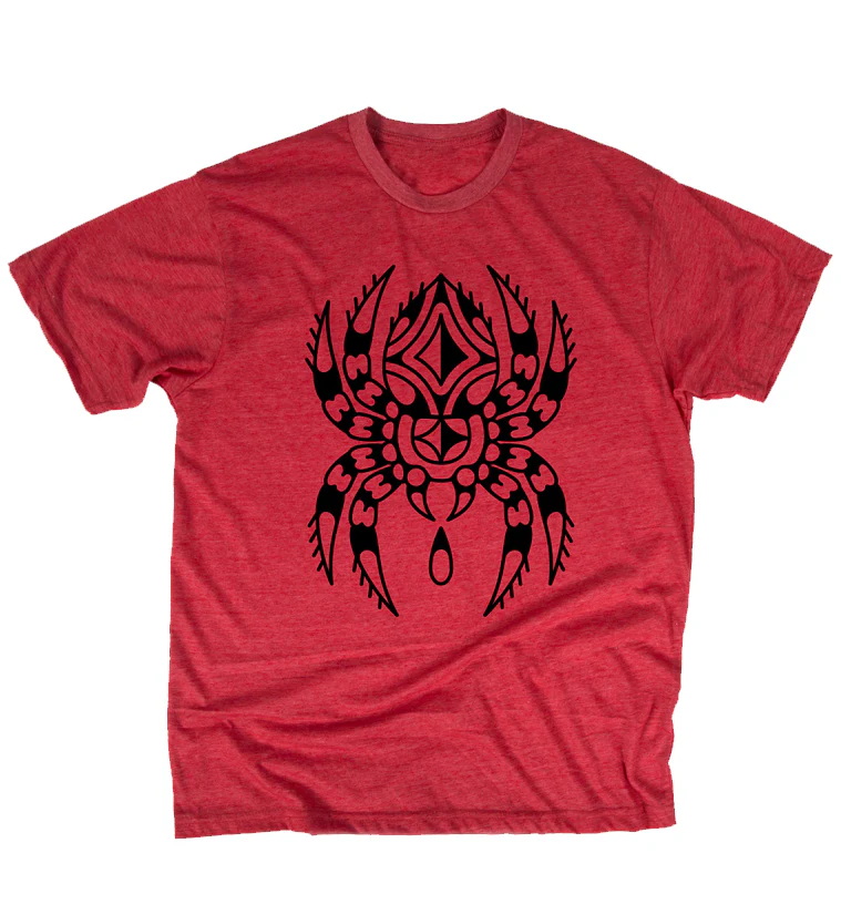 Red Traditional Spider Tee Shirt - Mrs Treak