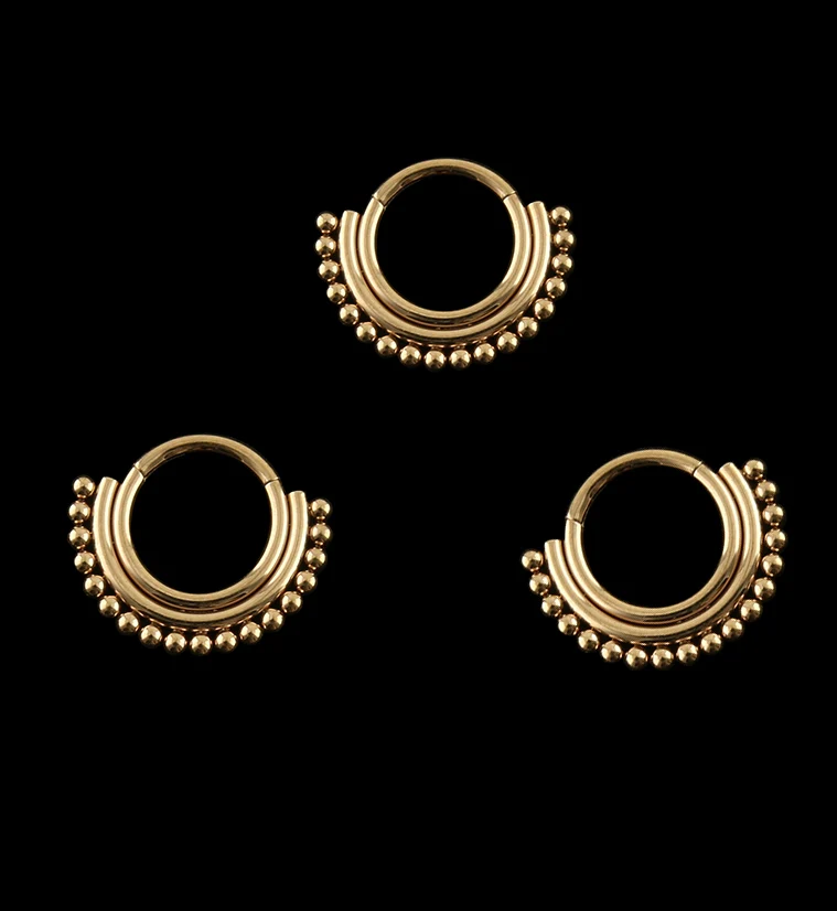 Rose Gold PVD Beaded Stacked Hinged Segment Ring - Mrs Treak
