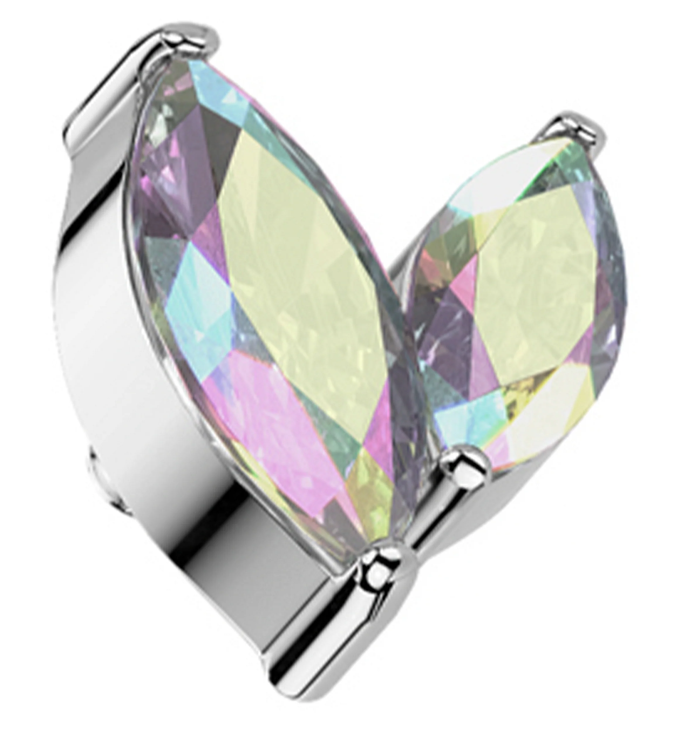 Marquise Frond Rainbow Aurora Titanium Internally Threaded Top - Mrs Treak