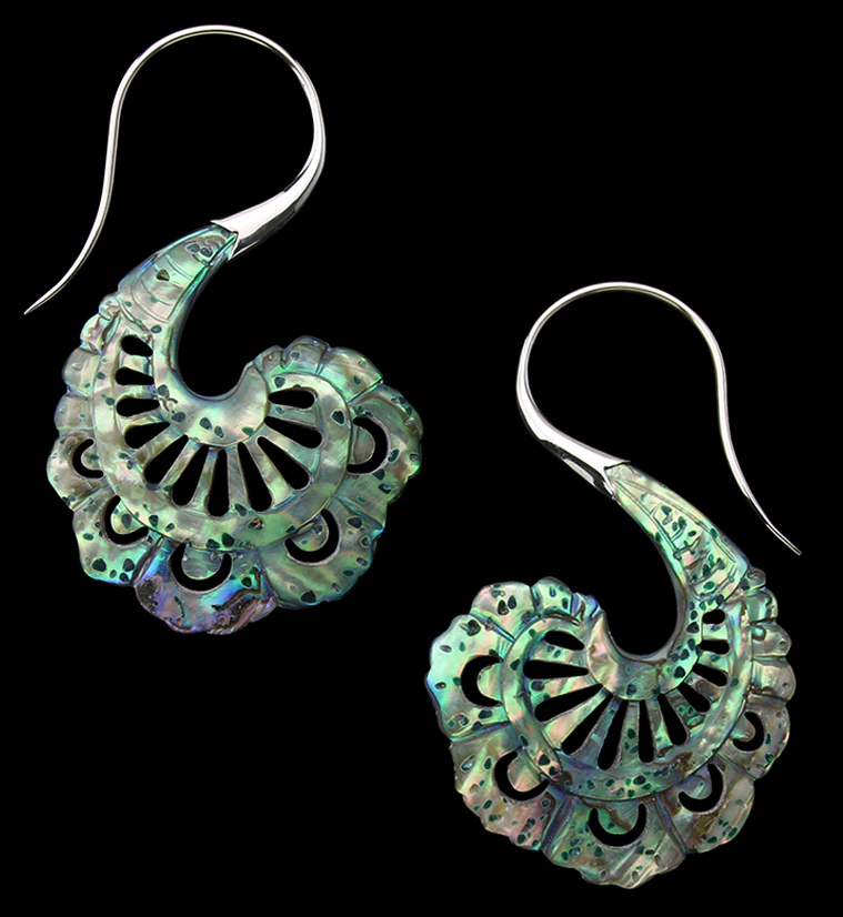18G Aigrette White Brass Abalone Hangers / Earrings - Mrs Treak