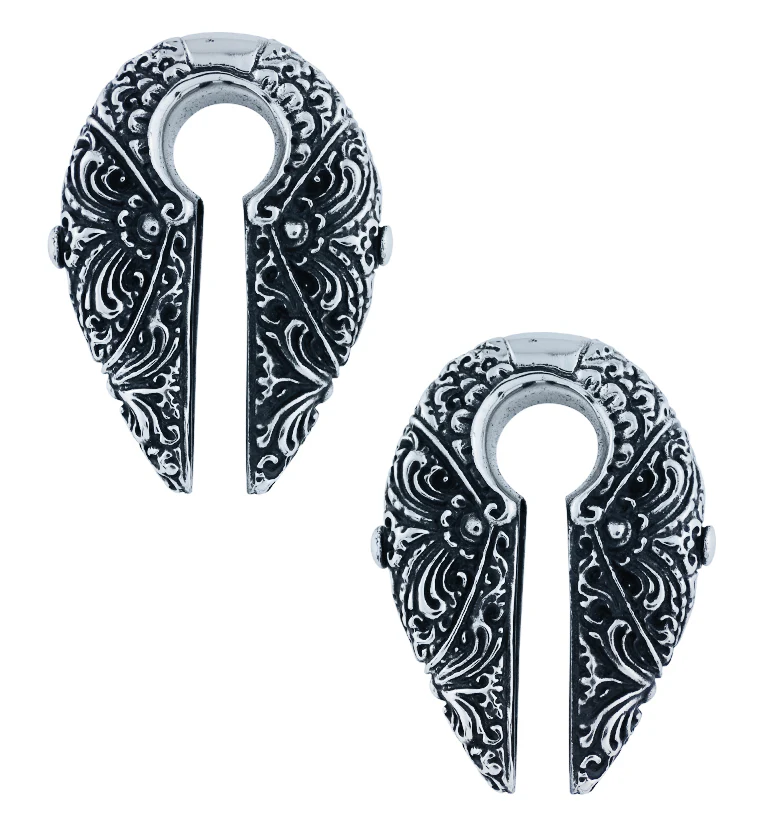 Filigree Keyhole White Brass Ear Weights - Mrs Treak