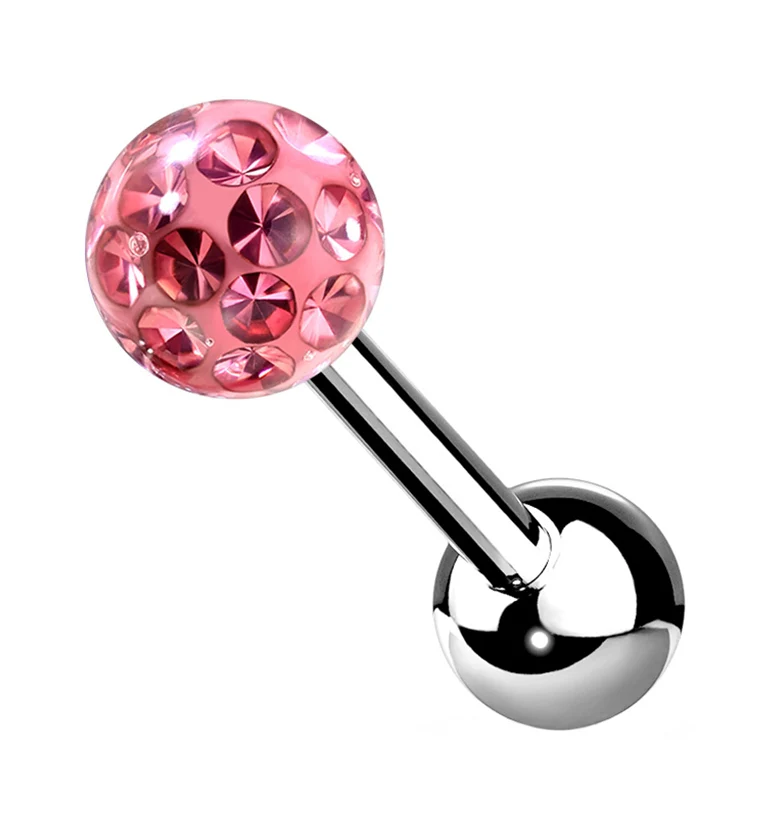 Pink Glitter Ball Cartilage Barbell - Mrs Treak
