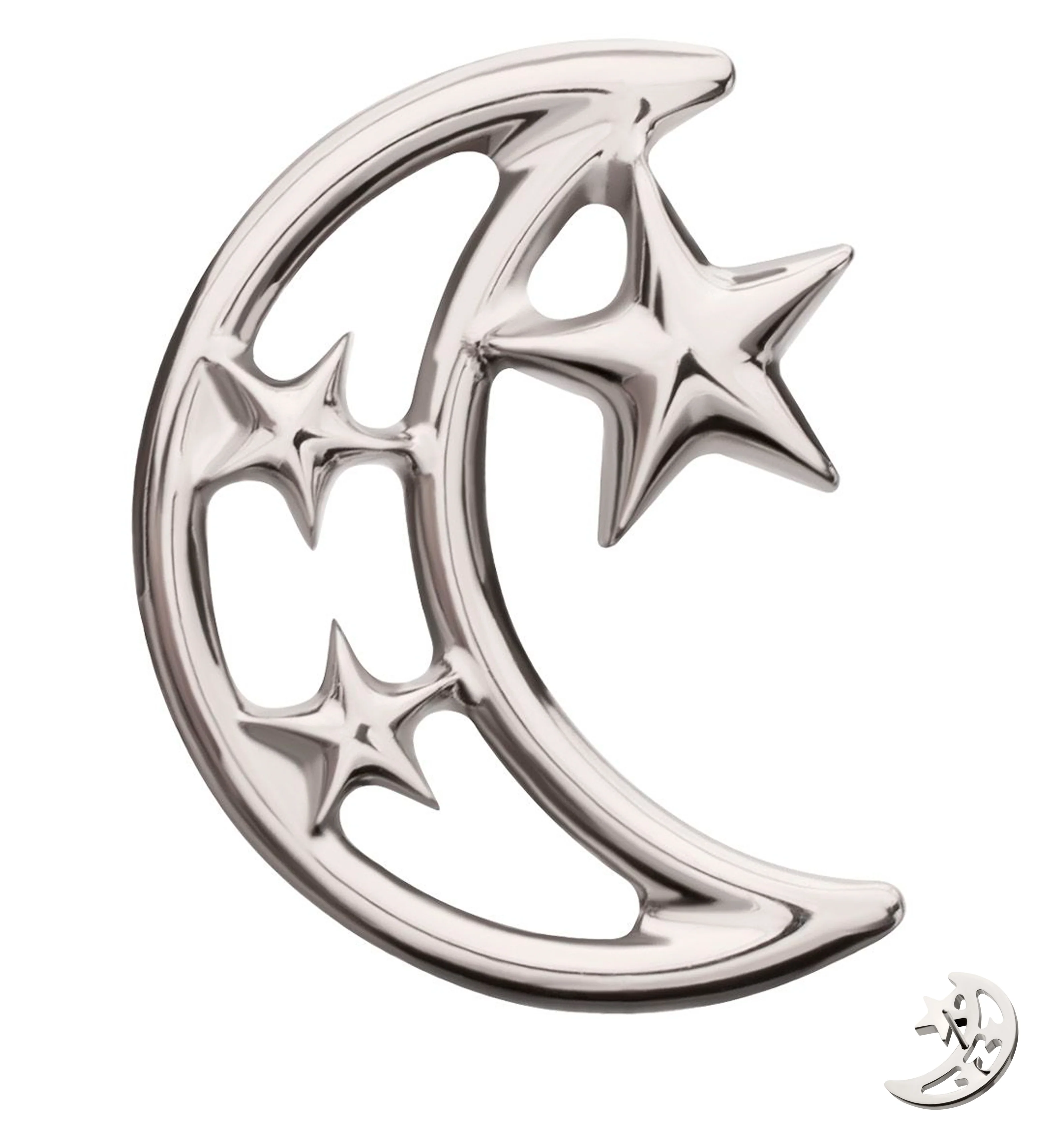Half Moon And Stars Cut Out Titanium Threadless Top - Mrs Treak
