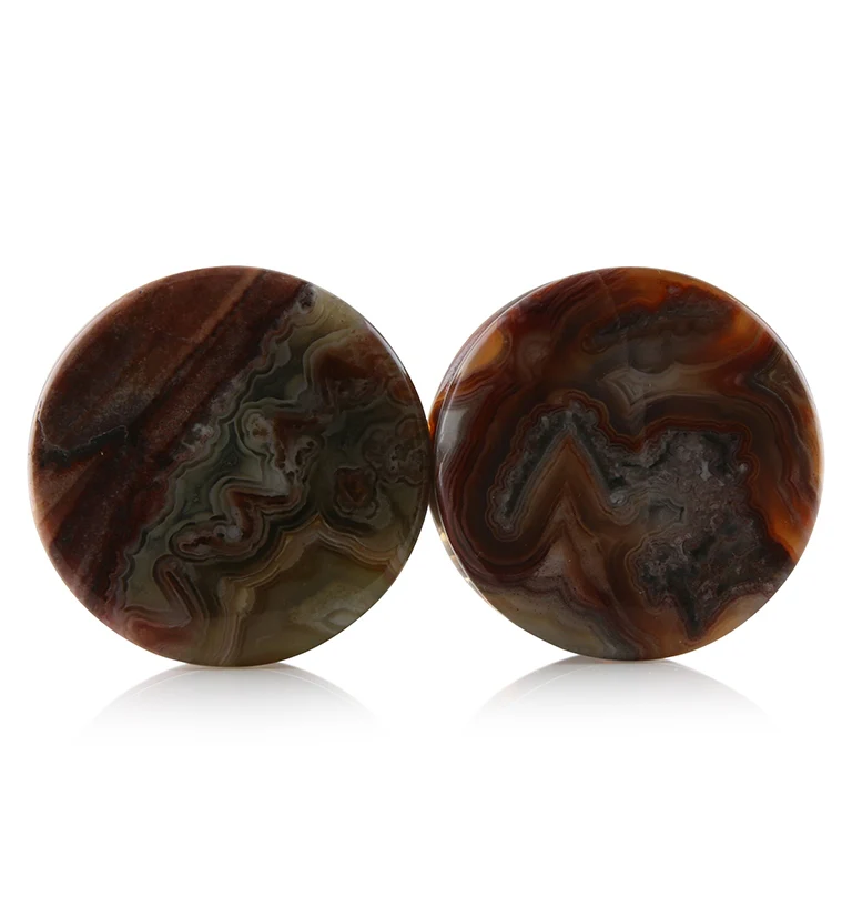 Laguna Lace Agate Stone Plugs 1 Inch (25mm) Version 6 - Mrs Treak
