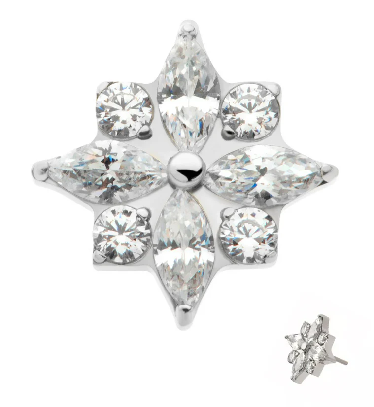 Octagram Star CZ Threadless Titanium Top - Mrs Treak