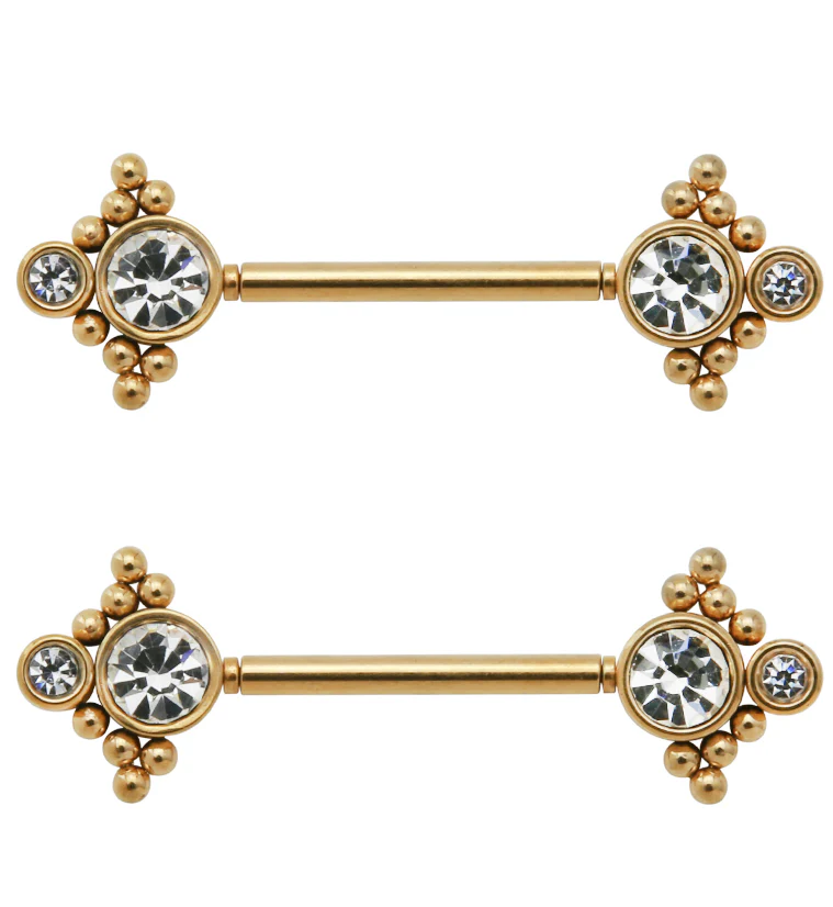 14G Gold PVD Array Threadless Nipple Ring Barbells - Mrs Treak