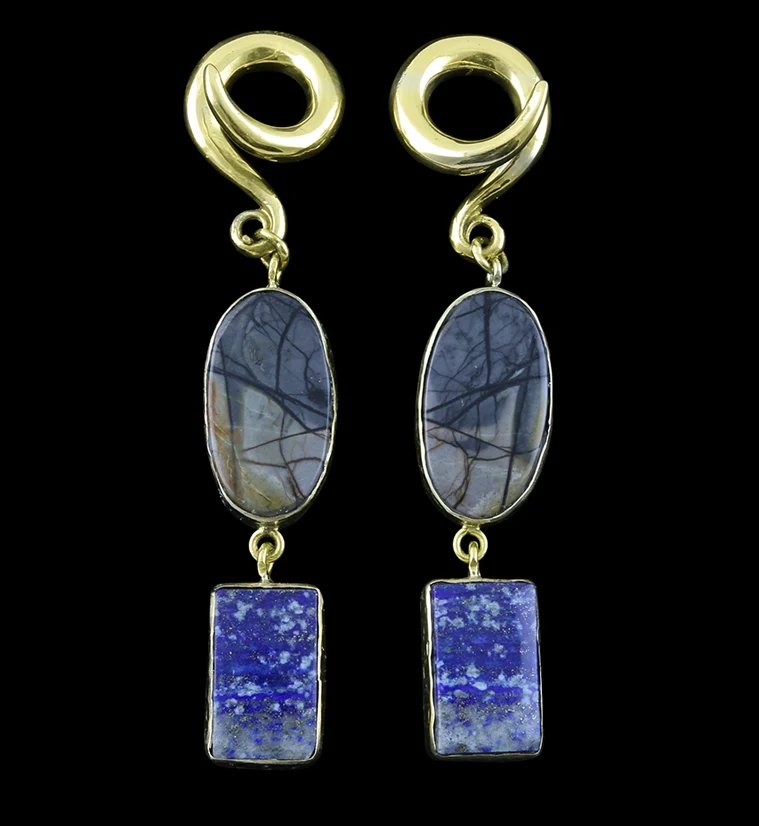 Double Jasper X Lapis Lazuli Stone Ear Weights - Mrs Treak