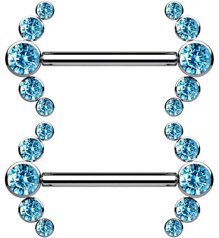 14G Truce Aqua CZ Titanium Nipple Ring Barbell - Mrs Treak