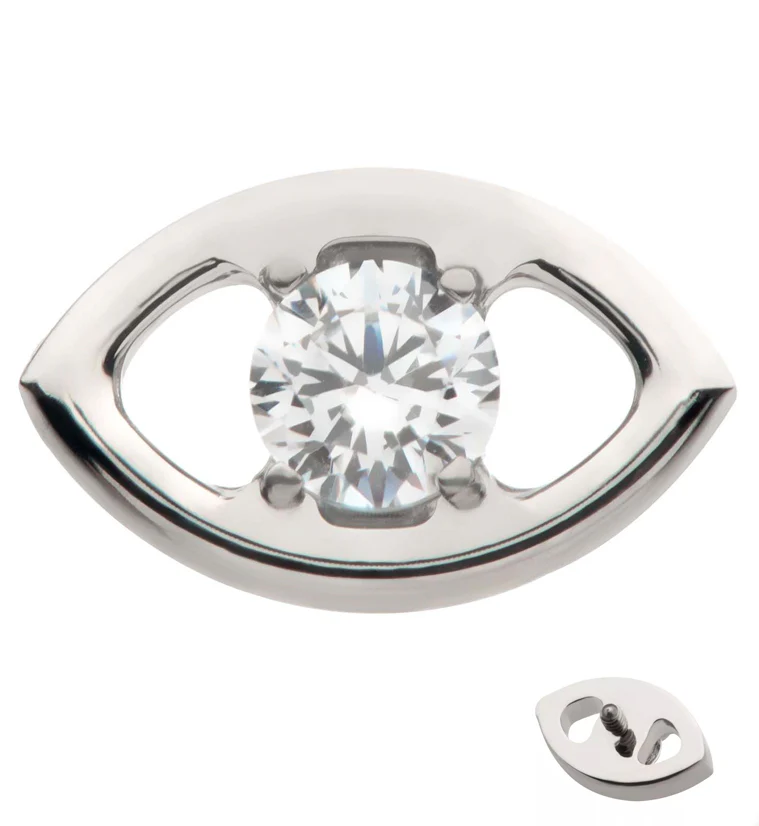 Eye Clear CZ Internally Threaded Titanium Top - Mrs Treak