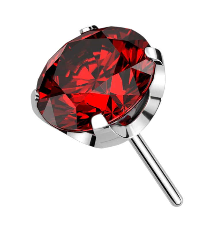 Prong Red CZ Threadless Titanium Top - Mrs Treak