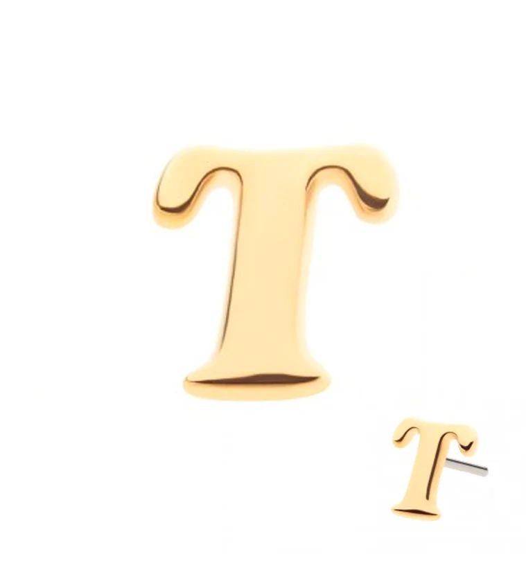 14kt Gold Letter T Threadless Top - Mrs Treak