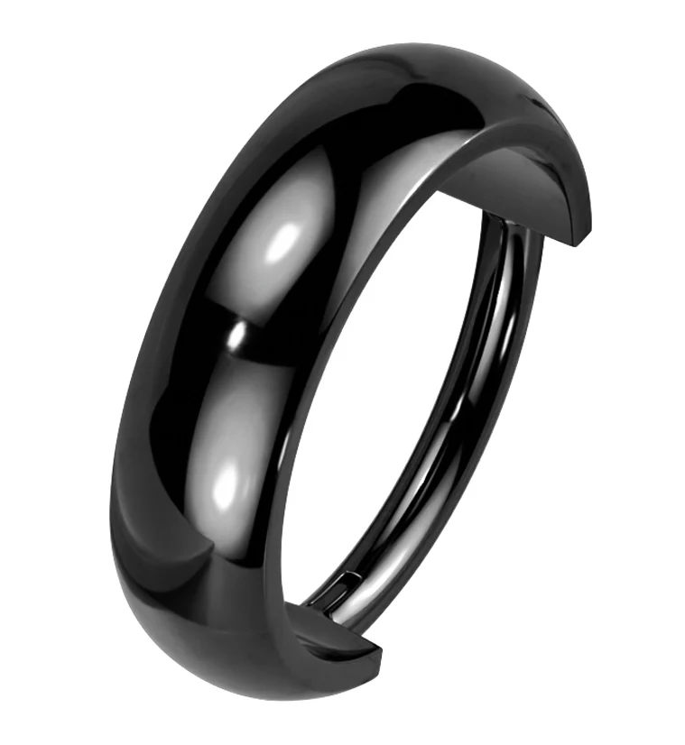 Black PVD Smooth Titanium Hinged Segment Ring - Mrs Treak