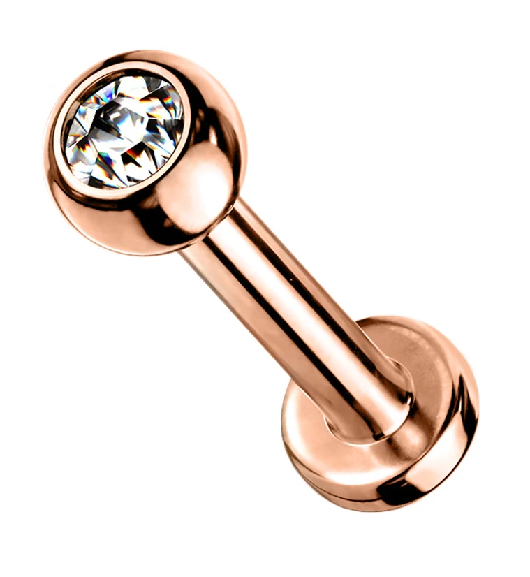 16G Rose Gold PVD CZ Titanium Labret - Mrs Treak
