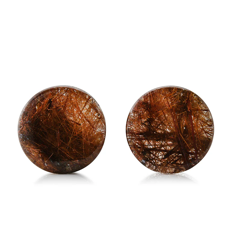 Rutilated Quartz Stone Plugs 3/4