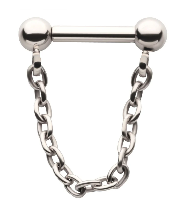 Dangle Chain Threadless Titanium Barbells - Mrs Treak