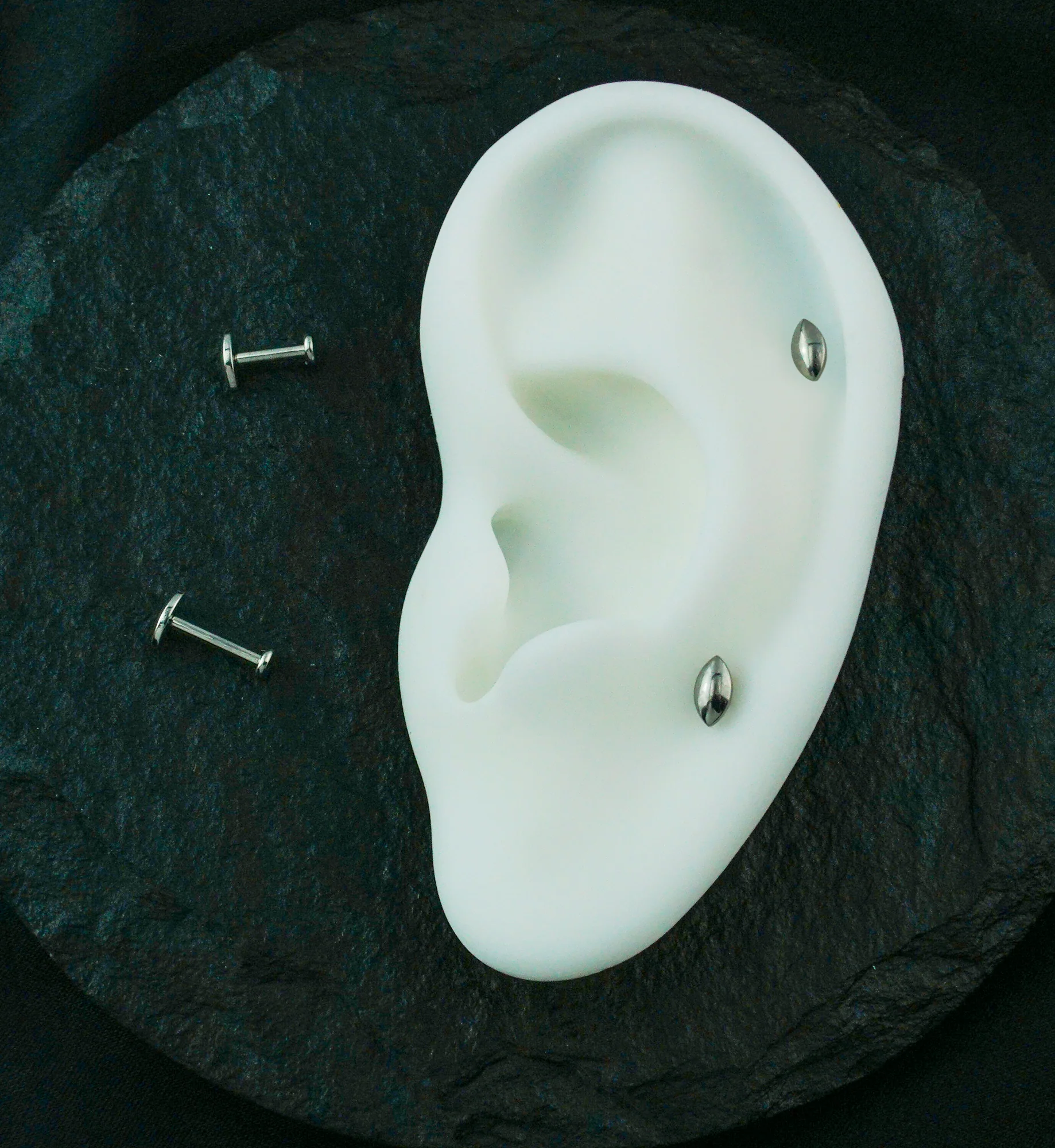 Compact Marquise Internally Threaded Titanium Flat Disk Labret - Mrs Treak